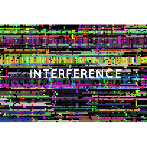 Television static background. Text: Interference