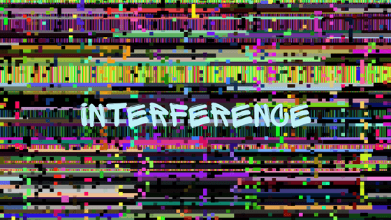 Static background, text: interference