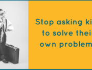 Stop asking kids to solve their own problems. Little boy in a man's suit.
